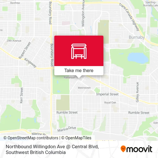 Northbound Willingdon Ave @ Central Blvd map