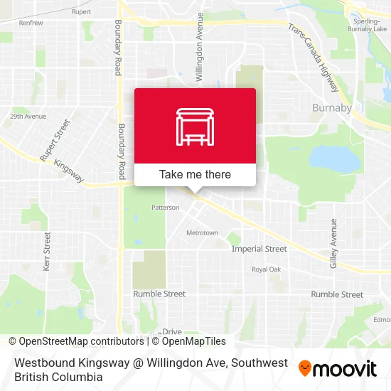 Westbound Kingsway @ Willingdon Ave map