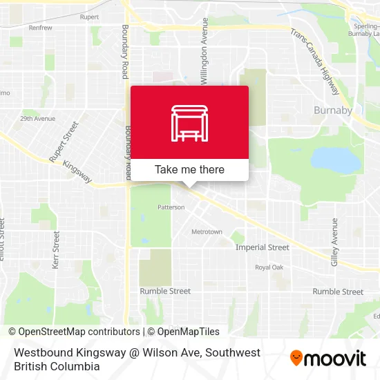 Westbound Kingsway @ Wilson Ave map