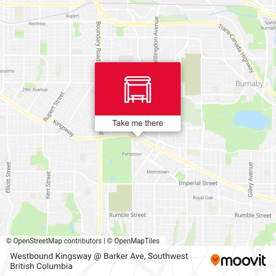Westbound Kingsway @ Barker Ave map