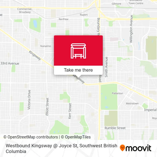 Westbound Kingsway @ Joyce St map