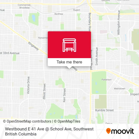 Westbound E 41 Ave @ School Ave map