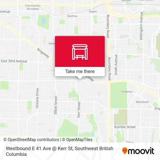 Westbound E 41 Ave @ Kerr St map