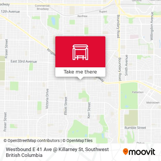 Westbound E 41 Ave @ Killarney St map
