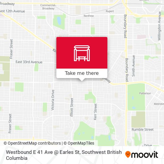 Westbound E 41 Ave @ Earles St map