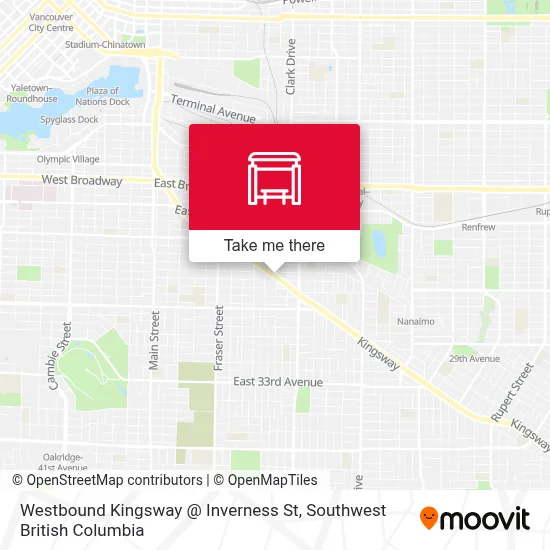 Westbound Kingsway @ Inverness St map