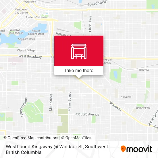 Westbound Kingsway @ Windsor St map