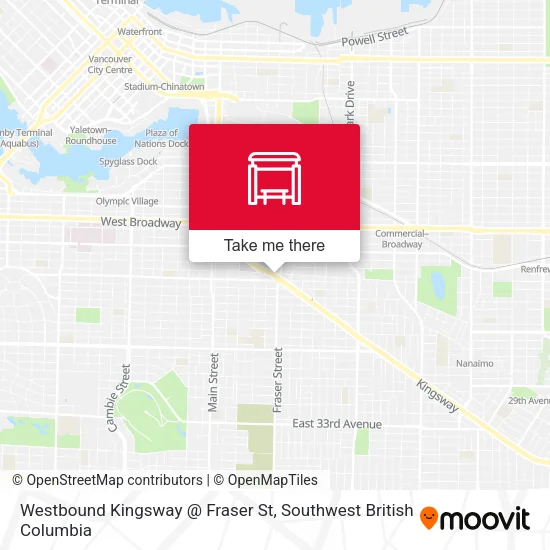 Westbound Kingsway @ Fraser St map