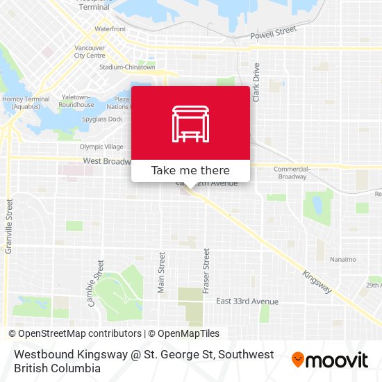 Westbound Kingsway @ St. George St map