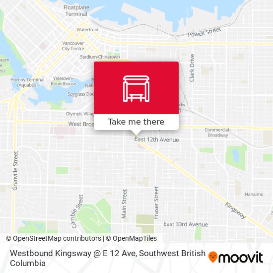 Westbound Kingsway @ E 12 Ave map
