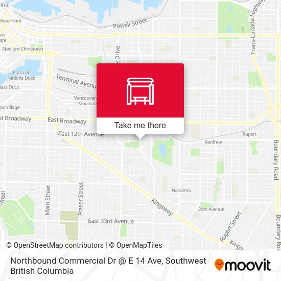 Northbound Commercial Dr @ E 14 Ave map