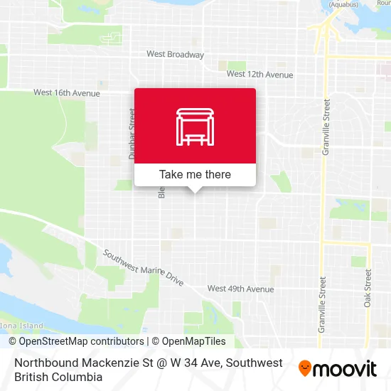 Northbound Mackenzie St @ W 34 Ave map