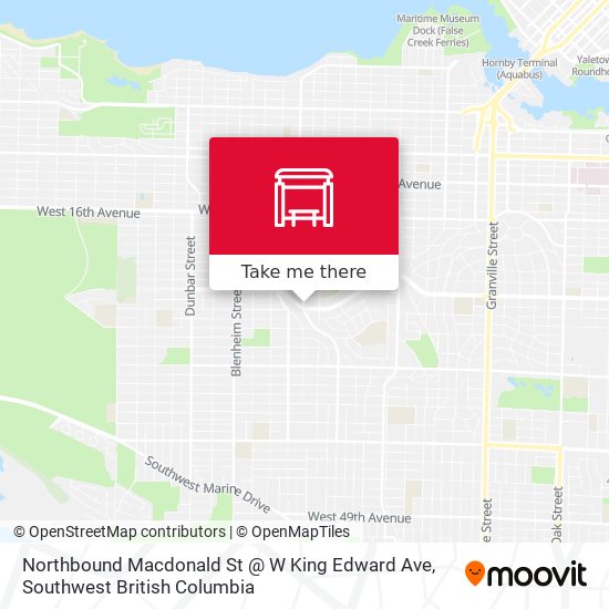 Northbound Macdonald St @ W King Edward Ave map