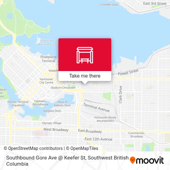 Southbound Gore Ave @ Keefer St map