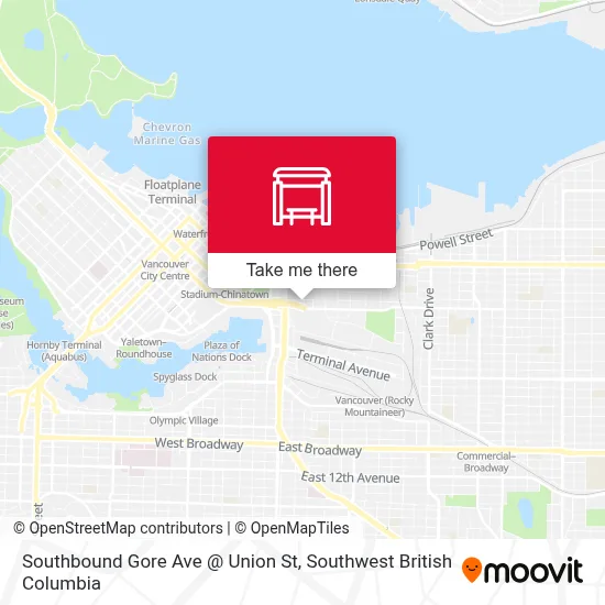 Southbound Gore Ave @ Union St map