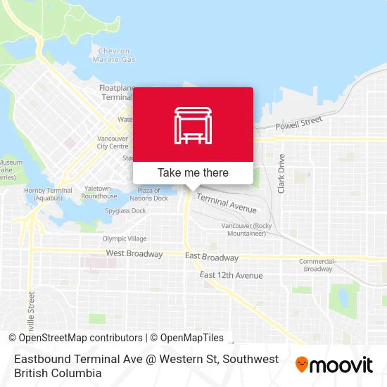 Eastbound Terminal Ave @ Western St map
