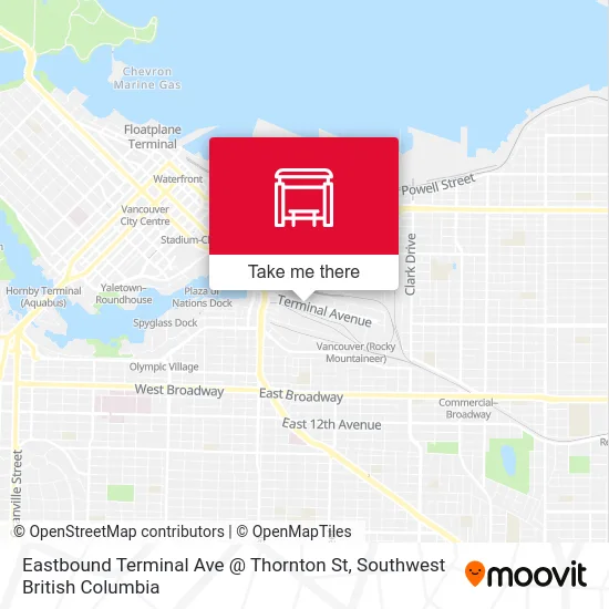 Eastbound Terminal Ave @ Thornton St map