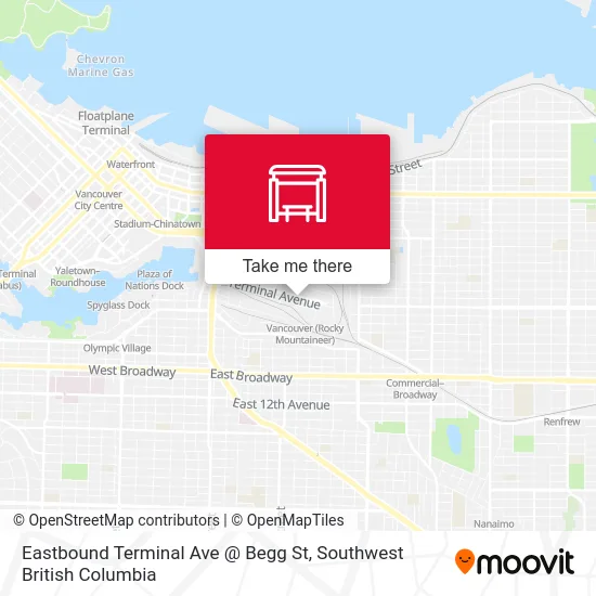 Eastbound Terminal Ave @ Begg St map