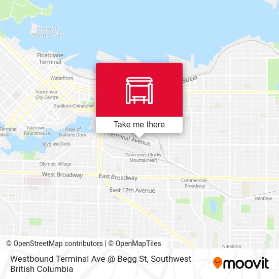 Westbound Terminal Ave @ Begg St map