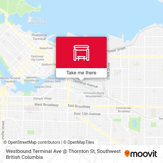 Westbound Terminal Ave @ Thornton St map