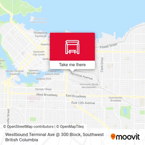 Westbound Terminal Ave @ 300 Block map