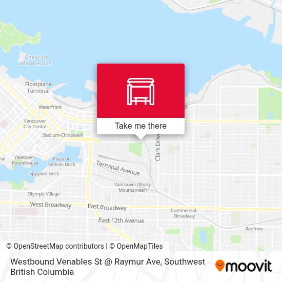 Westbound Venables St @ Raymur Ave map