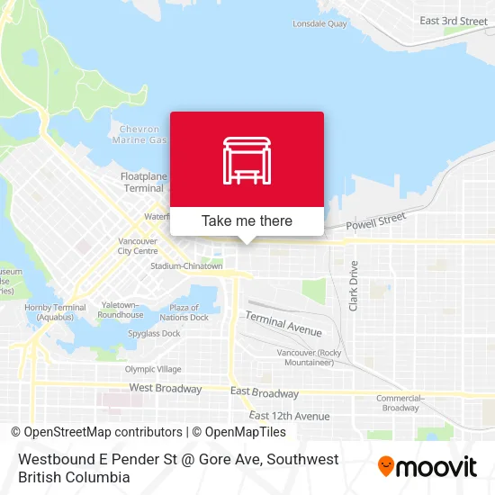 Westbound E Pender St @ Gore Ave plan
