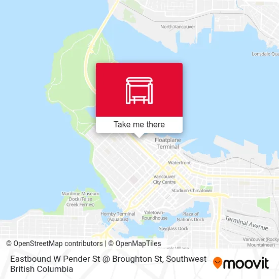 Eastbound W Pender St @ Broughton St map