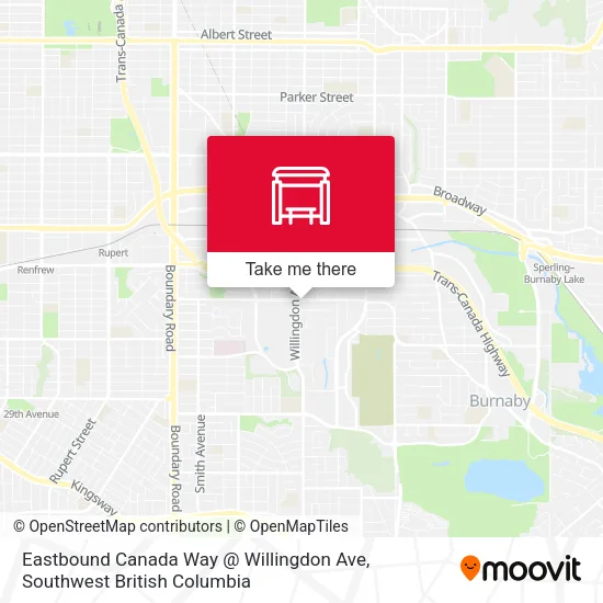 Eastbound Canada Way @ Willingdon Ave map