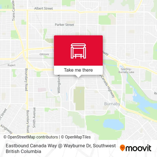 Eastbound Canada Way @ Wayburne Dr map