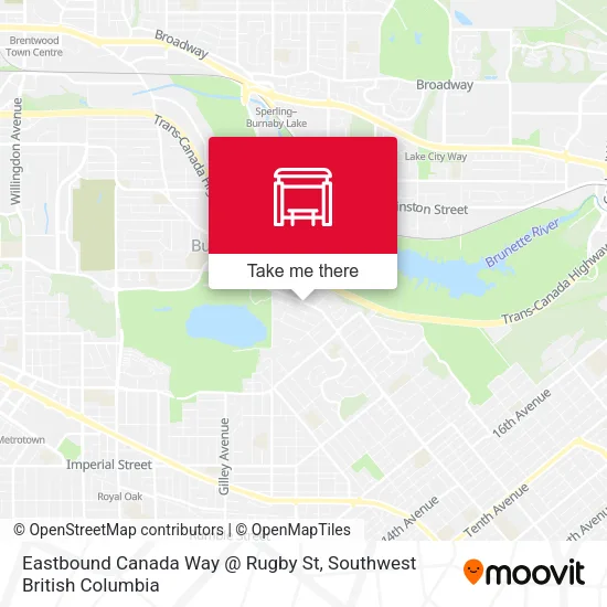 Eastbound Canada Way @ Rugby St map