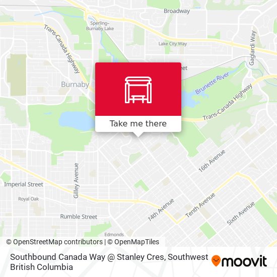 Southbound Canada Way @ Stanley Cres plan