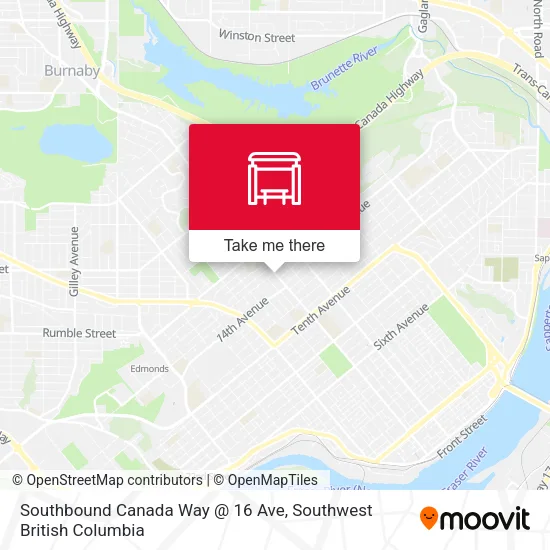 Southbound Canada Way @ 16 Ave map