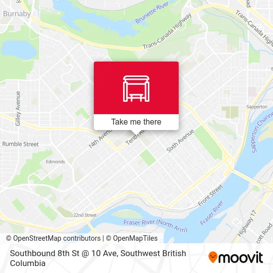 Southbound 8th St @ 10 Ave map