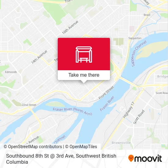 Southbound 8th St @ 3rd Ave map