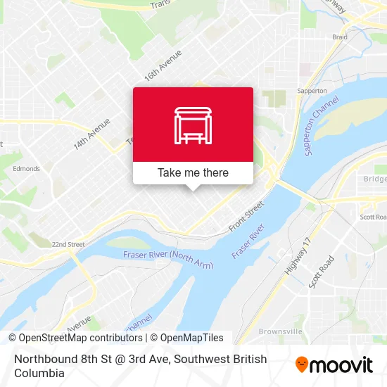 Northbound 8th St @ 3rd Ave map