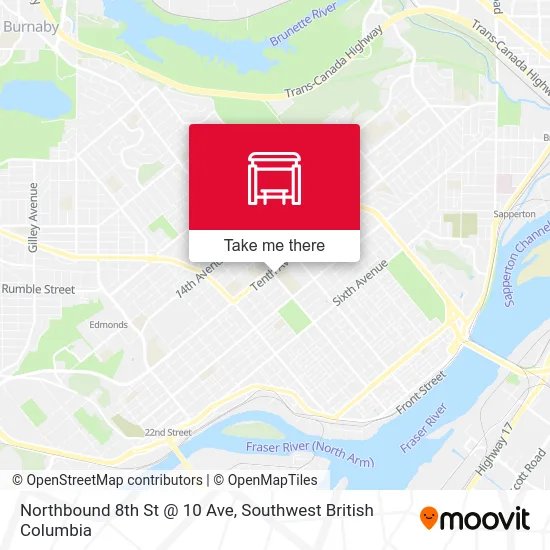 Northbound 8th St @ 10 Ave map