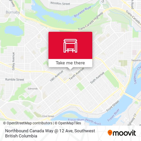 Northbound Canada Way @ 12 Ave map