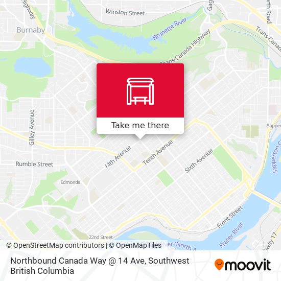 Northbound Canada Way @ 14 Ave map
