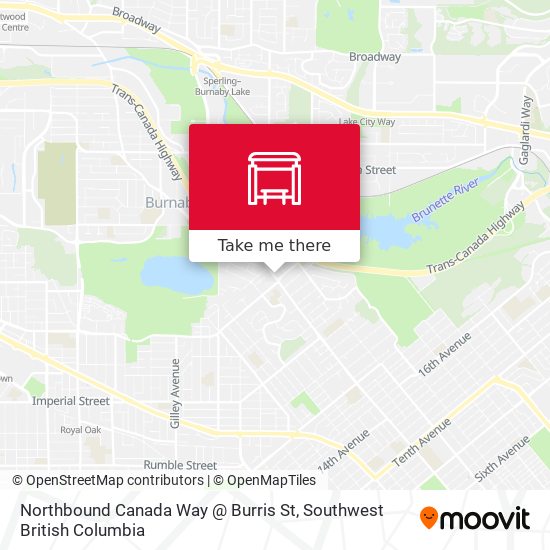 Northbound Canada Way @ Burris St map