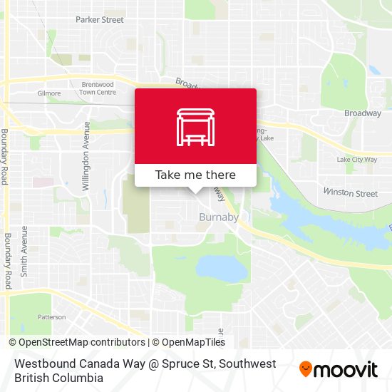 Westbound Canada Way @ Spruce St map
