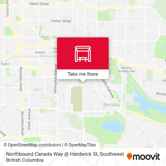 Northbound Canada Way @ Hardwick St map