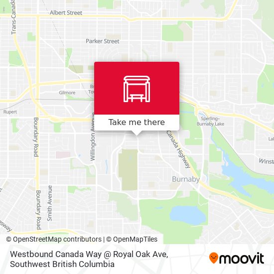 Westbound Canada Way @ Royal Oak Ave map