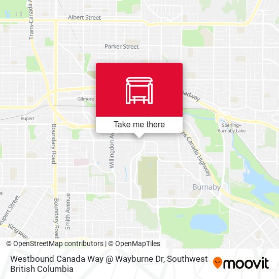 Westbound Canada Way @ Wayburne Dr map