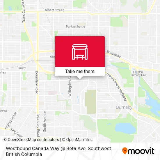 Westbound Canada Way @ Beta Ave map