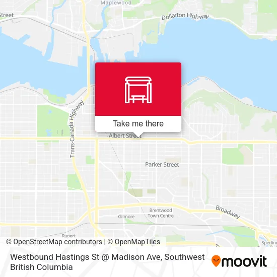 Westbound Hastings St @ Madison Ave map