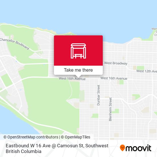 Eastbound W 16 Ave @ Camosun St map