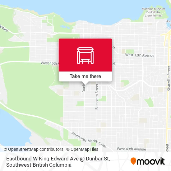 Eastbound W King Edward Ave @ Dunbar St plan