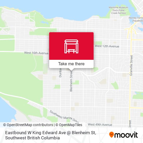 Eastbound W King Edward Ave @ Blenheim St map