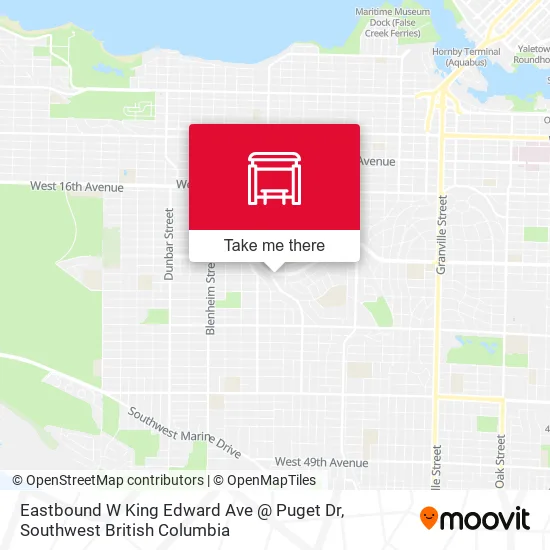 Eastbound W King Edward Ave @ Puget Dr plan